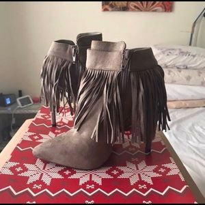 Tan Fringe Booties